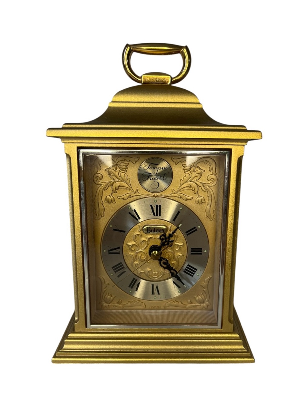 Bulova Gold Carriage Style Wall Clock with Ornate Dial